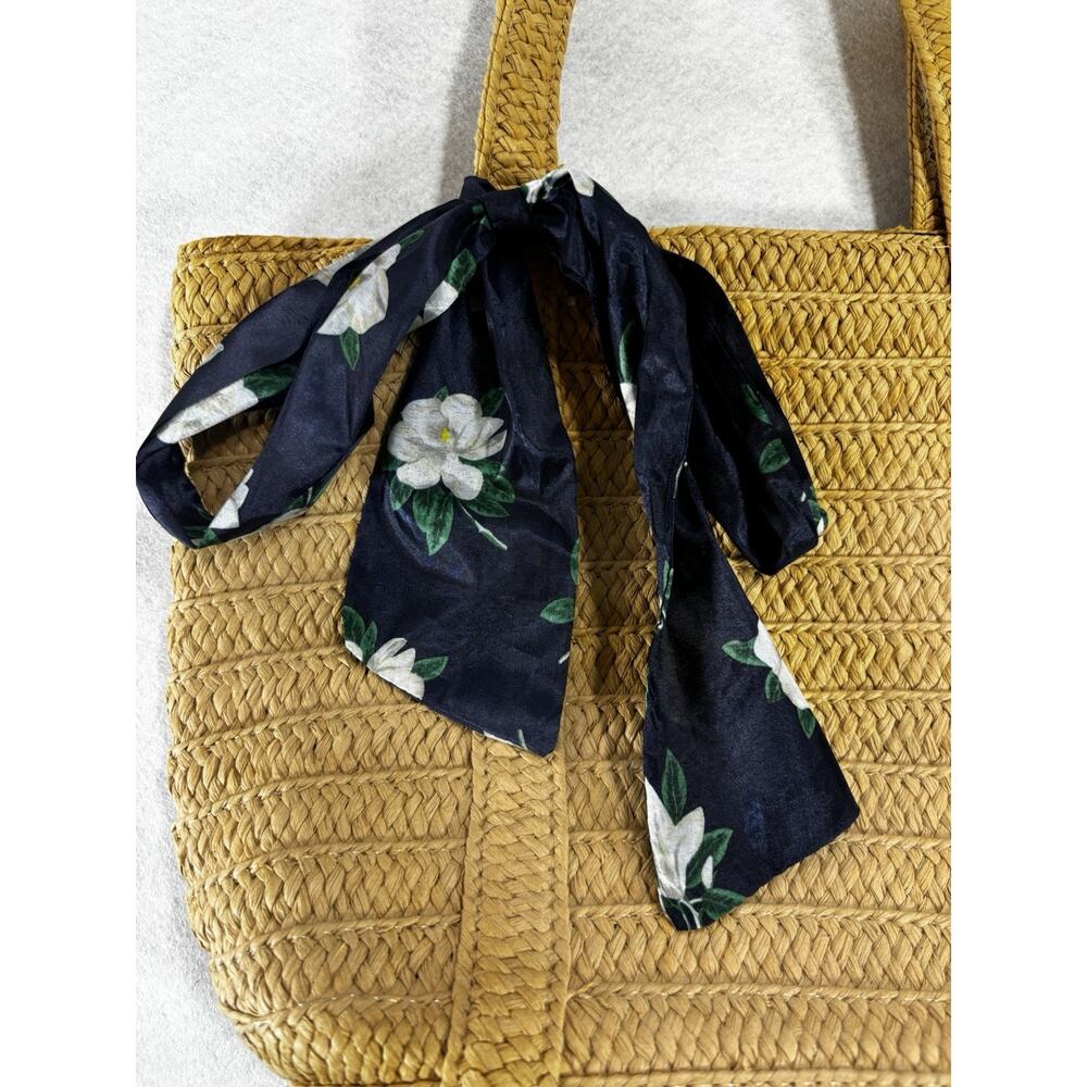 Draper James Straw/Beach/Shoulder Bag/Tote Removeable Magnolia Print Scarf Coast - Picture 2 of 9
